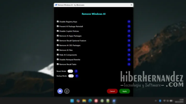 RemoveWindowsAI deshabilita Copilot y funciones de IA en Windows 11